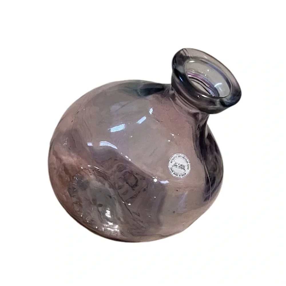 Handmade San Miguel 100% Recycled Bubble‎ Pink Glass Vase Spain 9” High